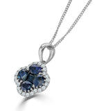 Sapphire 1.08ct And Diamond 18k White Gold Alegria Necklace