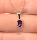 Amethyst 7 X 5mm 9k Yellow Gold Pendant Necklace