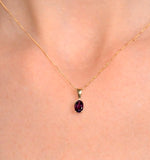 Amethyst 7 X 5mm 9k Yellow Gold Pendant Necklace