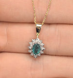 Emerald 0.43ct And Diamond 9k Yellow Gold Pendant Necklace