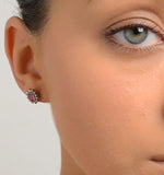Pink Sapphire 6 X 4mm And Diamond 9k White Gold Earrings B3672