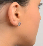 Pink Sapphire 6 X 4mm And Diamond 9k White Gold Earrings B3672