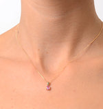 Pink Sapphire 5 X 4mm 9k Yellow Gold Pendant Necklace