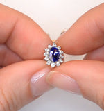 Tanzanite 6 X 4mm And Diamond 9k Yellow Gold Earrings