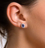 Tanzanite 6 X 4mm And Diamond 9k Yellow Gold Earrings