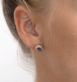 Tanzanite 6 X 4mm And Diamond 9k Yellow Gold Earrings  B3695