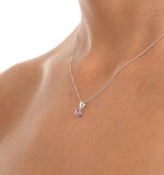 Pink Sapphire 5 X 4mm 9k White Gold Pendant Necklace