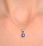 Tanzanite 7 X 5mm 9k White Gold Pendant Necklace