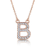 Initial 'b' Necklace Diamond Encrusted Pave Set In 9k Rose Gold
