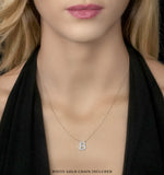 Initial 'b' Necklace Diamond Encrusted Pave Set In 9k White Gold