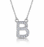 Initial 'b' Necklace Diamond Encrusted Pave Set In 9k White Gold
