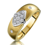 Pave Diamond Ring With Bezel Shoulders In 9k Gold
