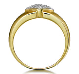 Pave Diamond Ring With Bezel Shoulders In 9k Gold