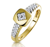 Chic Diamond Engagement Ring With Shoulder Stones In 9k Gold