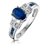 Sapphire 1.25ct And Diamond 9k White Gold Ring