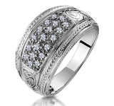 Pave Diamond Ring With Filigree In 9k White Gold