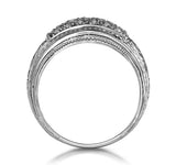 Pave Diamond Ring With Filigree In 9k White Gold