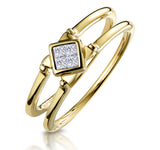 Sapphire And Diamond Reversable Ring In 9k Gold