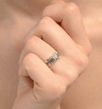 Emerald And 0.12ct Diamond Ring 9k White Gold