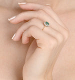 Emerald 0.83ct And Diamond 9k Gold Ring