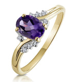 Amethyst 0.68ct And Diamond 9k Gold Ring