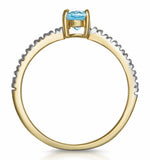 Aquamarine 0.35ct And Diamond 9k Yellow Gold Ring