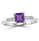 Amethyst 0.63ct And Diamond 9k White Gold Ring