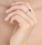Amethyst 0.68ct And Diamond 9k White Gold Ring