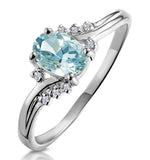 Aquamarine 0.70ct And Diamond 18k White Gold Ring  N4442