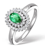 Emerald 0.45ct And Diamond 9k White Gold Ring  E5798