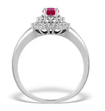 Ruby 6 X 4mm And Diamond 9k White Gold Ring  E5799