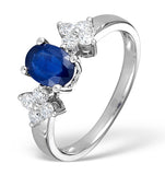 Sapphire 5 X 7mm And Diamond 9k White Gold Ring