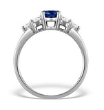 Sapphire 5 X 7mm And Diamond 9k White Gold Ring