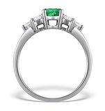 Emerald 5 X 7mm And Diamond 9k White Gold Ring