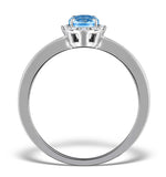 Blue Topaz 7mm And Diamond Ring 9k White Gold