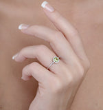 Peridot 7mm And Diamond Ring 9k White Gold