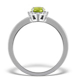 Peridot 7mm And Diamond Ring 9k White Gold