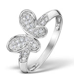 Diamond 0.15ct 9k White Gold Butterfly Ring
