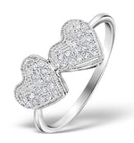 Diamond 0.17ct 9k White Gold 2 Hearts Ring