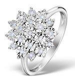 Diamond 0.10ct 9k White Gold Large Cluster Ring - E5888