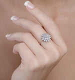 Diamond 0.10ct 9k White Gold Large Cluster Ring - E5888