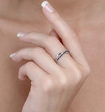 Diamond And Black Diamond Crossover 0.09ct 9k White Gold Ring