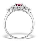 Ruby 7 X 5mm And Diamond 9k White Gold Ring