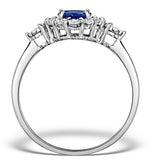 Sapphire 7 X 5mm And Diamond 9k White Gold Ring