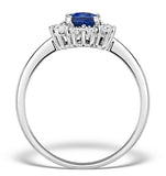 Sapphire 7 X 5mm And Diamond 9k White Gold Ring  E5891