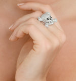 Black Diamond And Diamond And 9k White Gold Skull And Crossbone Ring