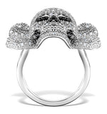 Black Diamond And Diamond And 9k White Gold Skull And Crossbone Ring