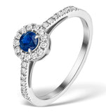 Sapphire Halo Martini  0.25ct Diamond Ring In 9k White Gold E5969