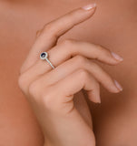Sapphire Halo Martini  0.25ct Diamond Ring In 9k White Gold E5969