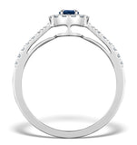 Sapphire Halo Martini  0.25ct Diamond Ring In 9k White Gold E5969